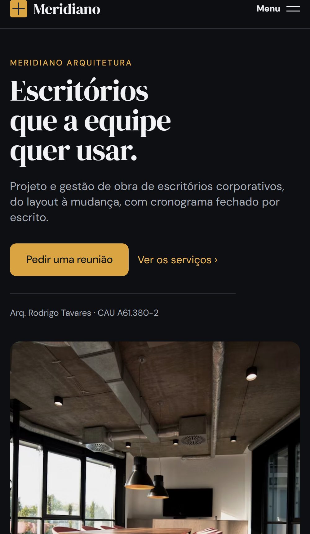 Modelo Meridiano aberto no celular